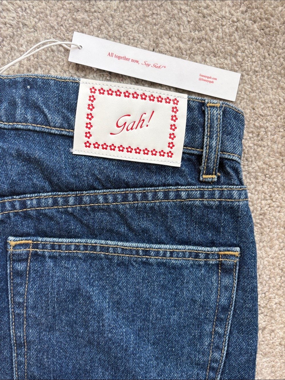 Lisa Says Gah Dark Blue Denim Mini Skirt with Front Tie - Picture 5 of 5